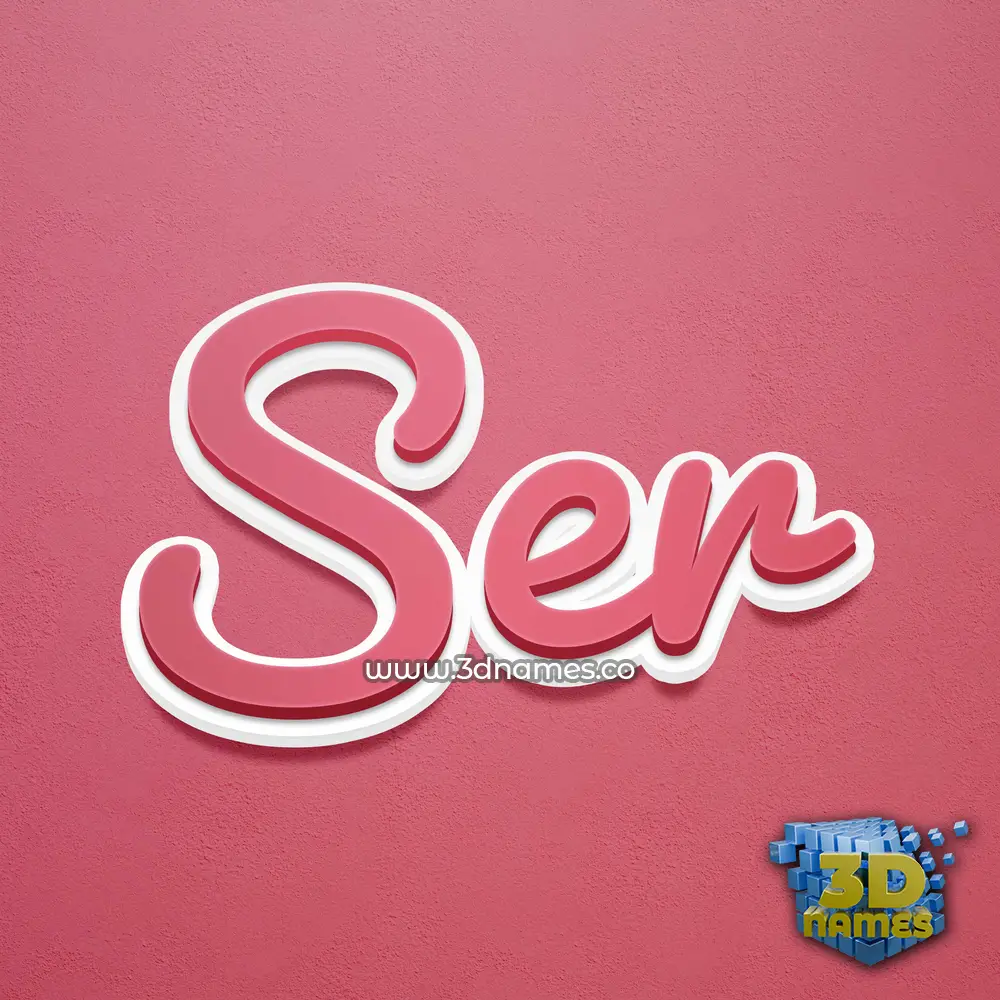 ser in Red Scribble style - 3D name wallpaper