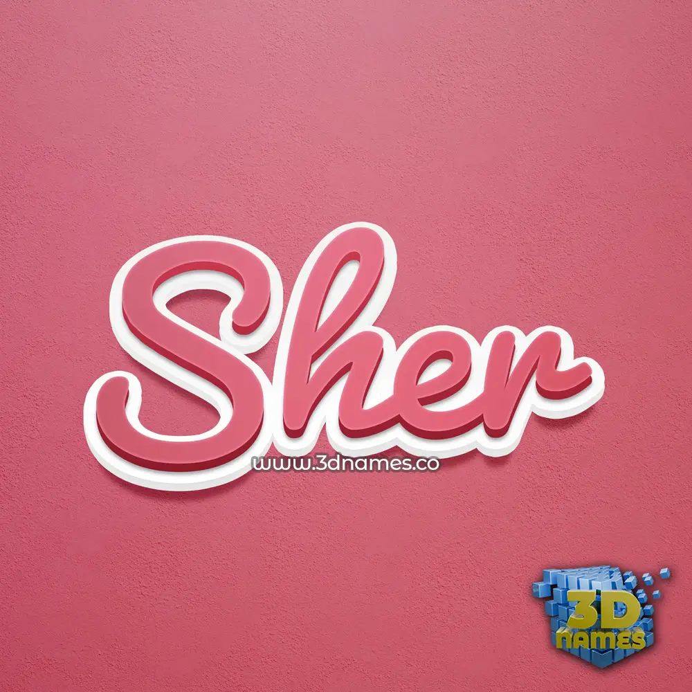 sher in Red Scribble style - 3D name wallpaper