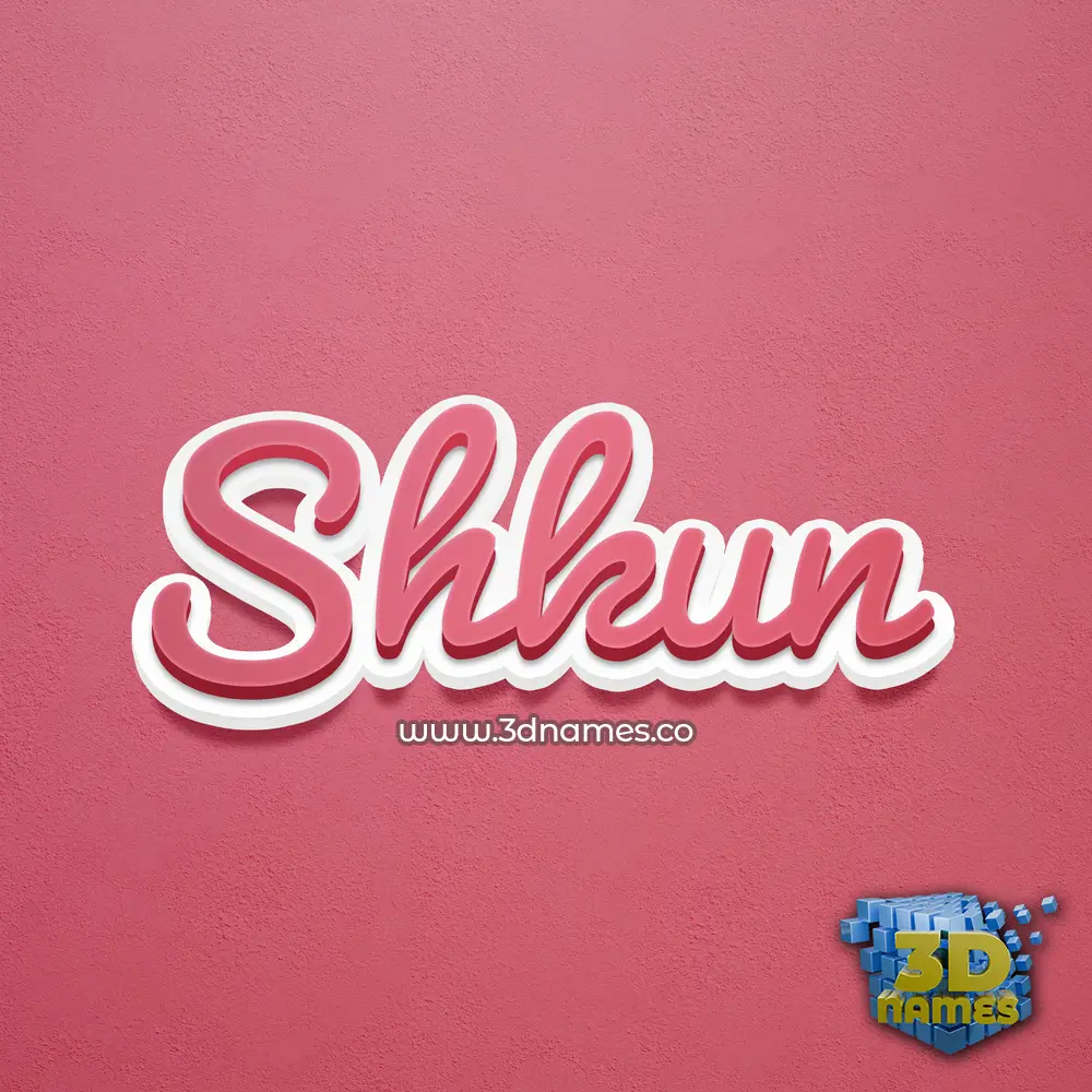 shkun in Red Scribble style - 3D name wallpaper