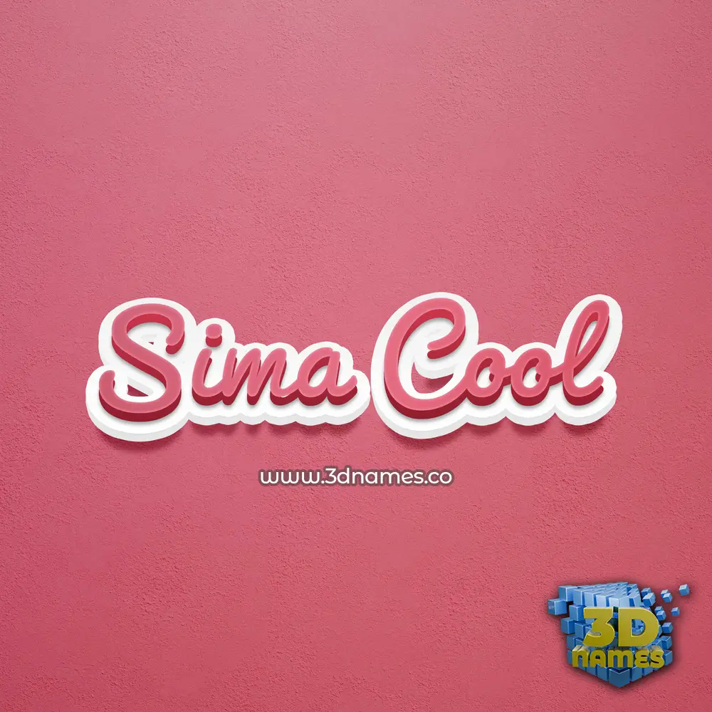 sima cool in Red Scribble style - 3D name wallpaper