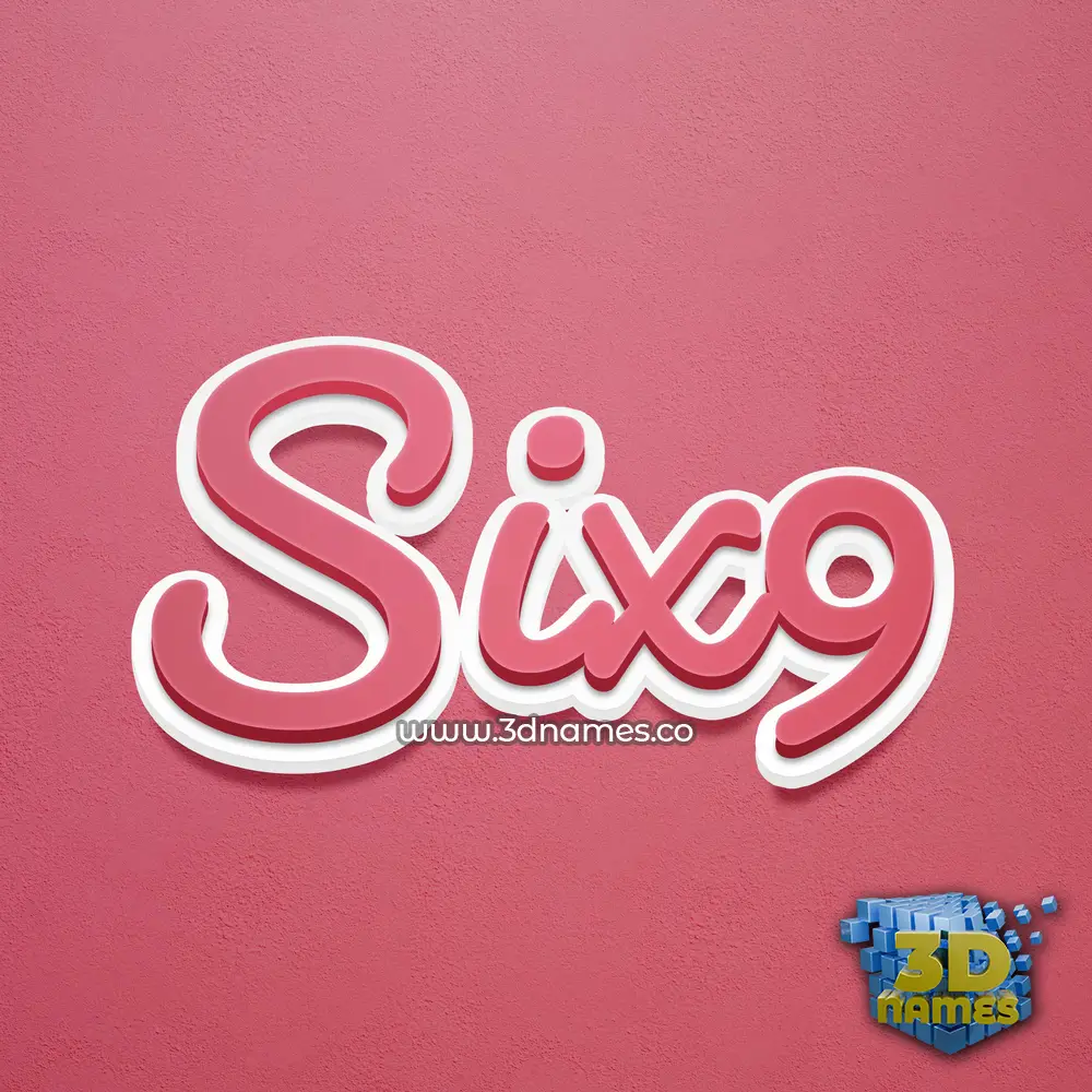 six9 in Red Scribble style - 3D name wallpaper
