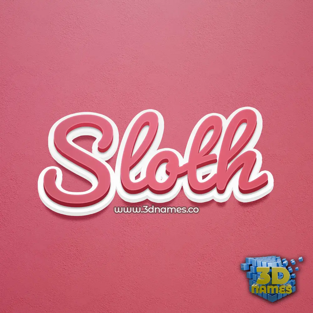 sloth in Red Scribble style - 3D name wallpaper