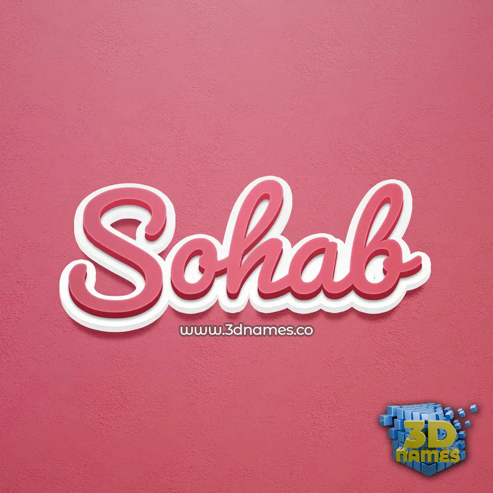 sohab in Red Scribble style - 3D name wallpaper