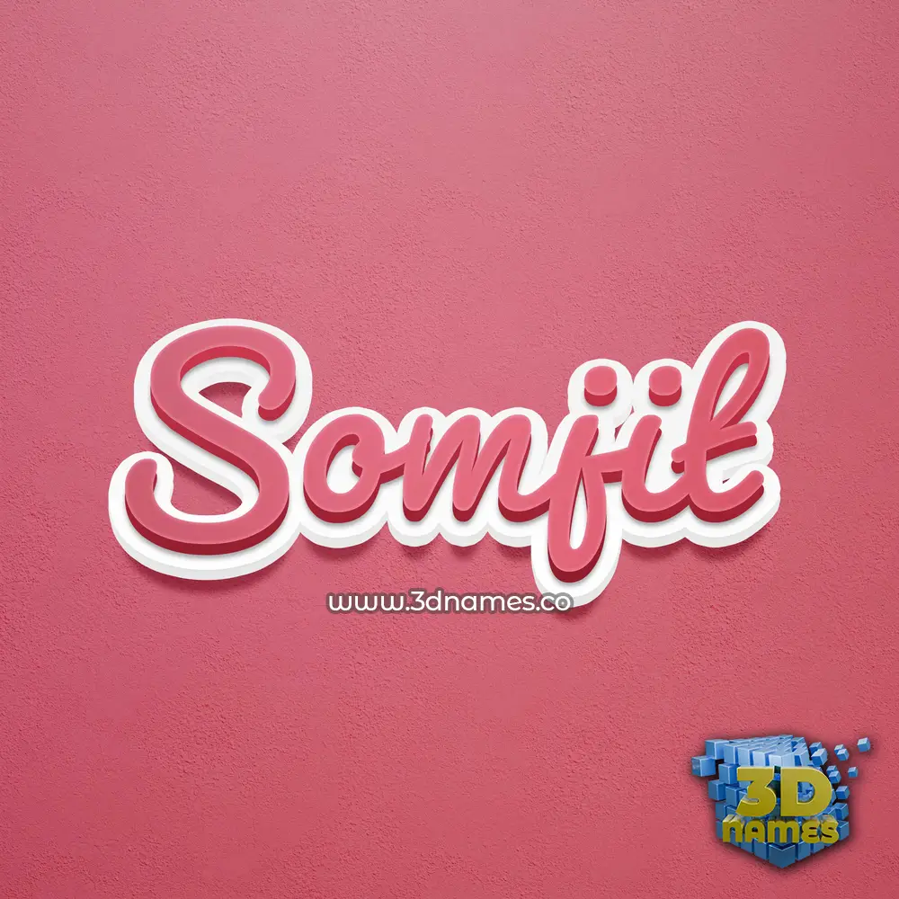 somjit in Red Scribble style - 3D name wallpaper