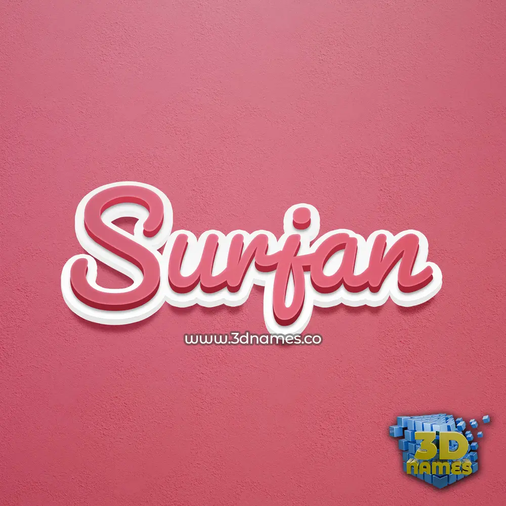 surjan in Red Scribble style - 3D name wallpaper
