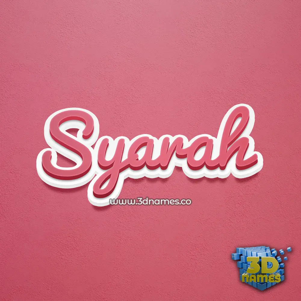 syarah in Red Scribble style - 3D name wallpaper