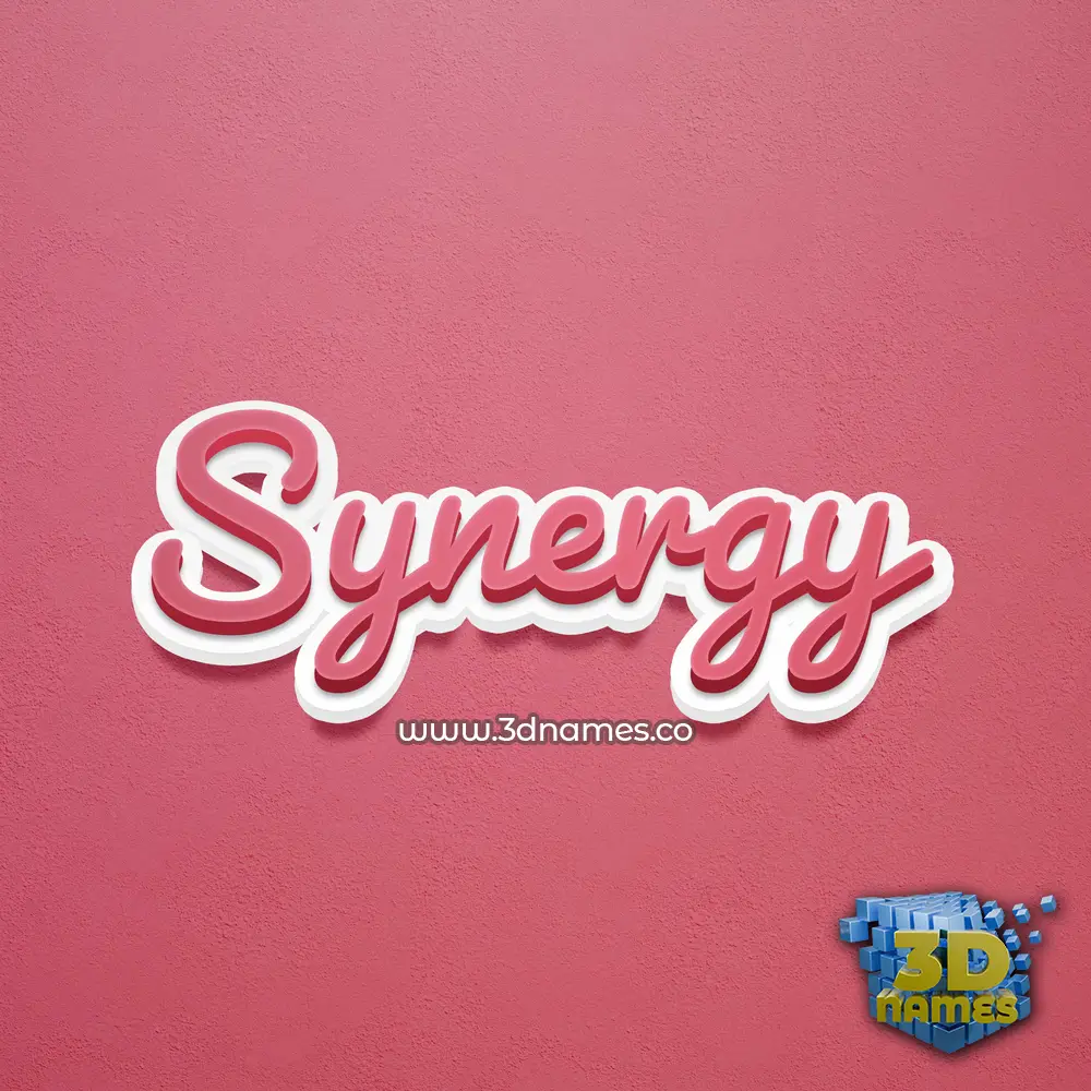synergy in Red Scribble style - 3D name wallpaper