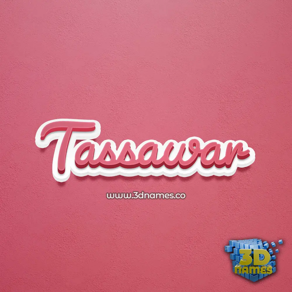 tassawar in Red Scribble style - 3D name wallpaper