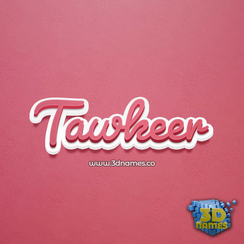 tawkeer in Red Scribble style - 3D name wallpaper