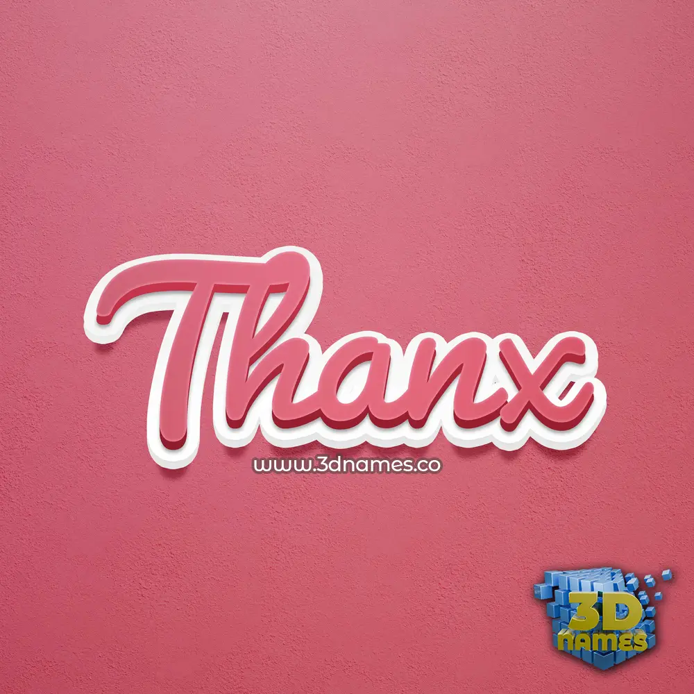 thanx in Red Scribble style - 3D name wallpaper