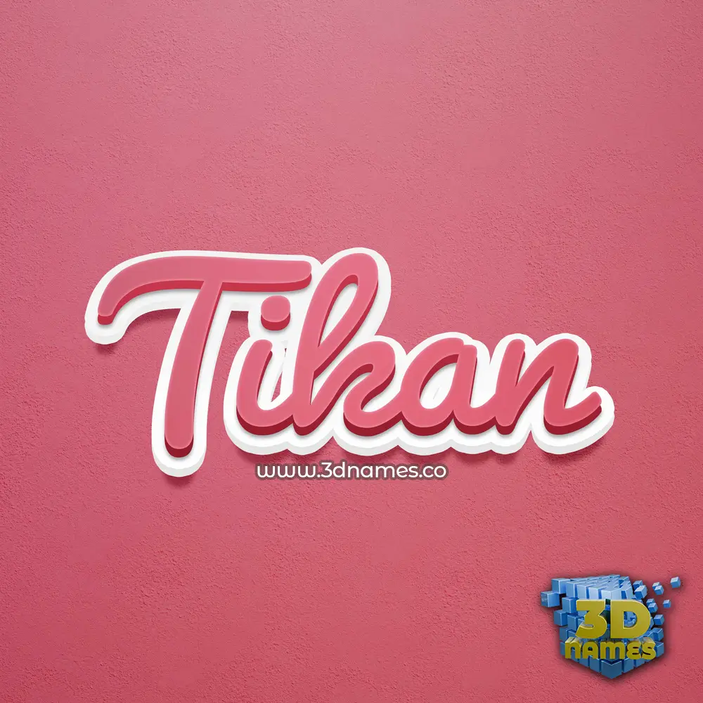 tikan in Red Scribble style - 3D name wallpaper