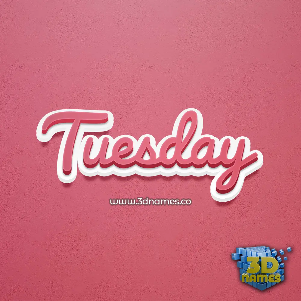 tuesday in Red Scribble style - 3D name wallpaper