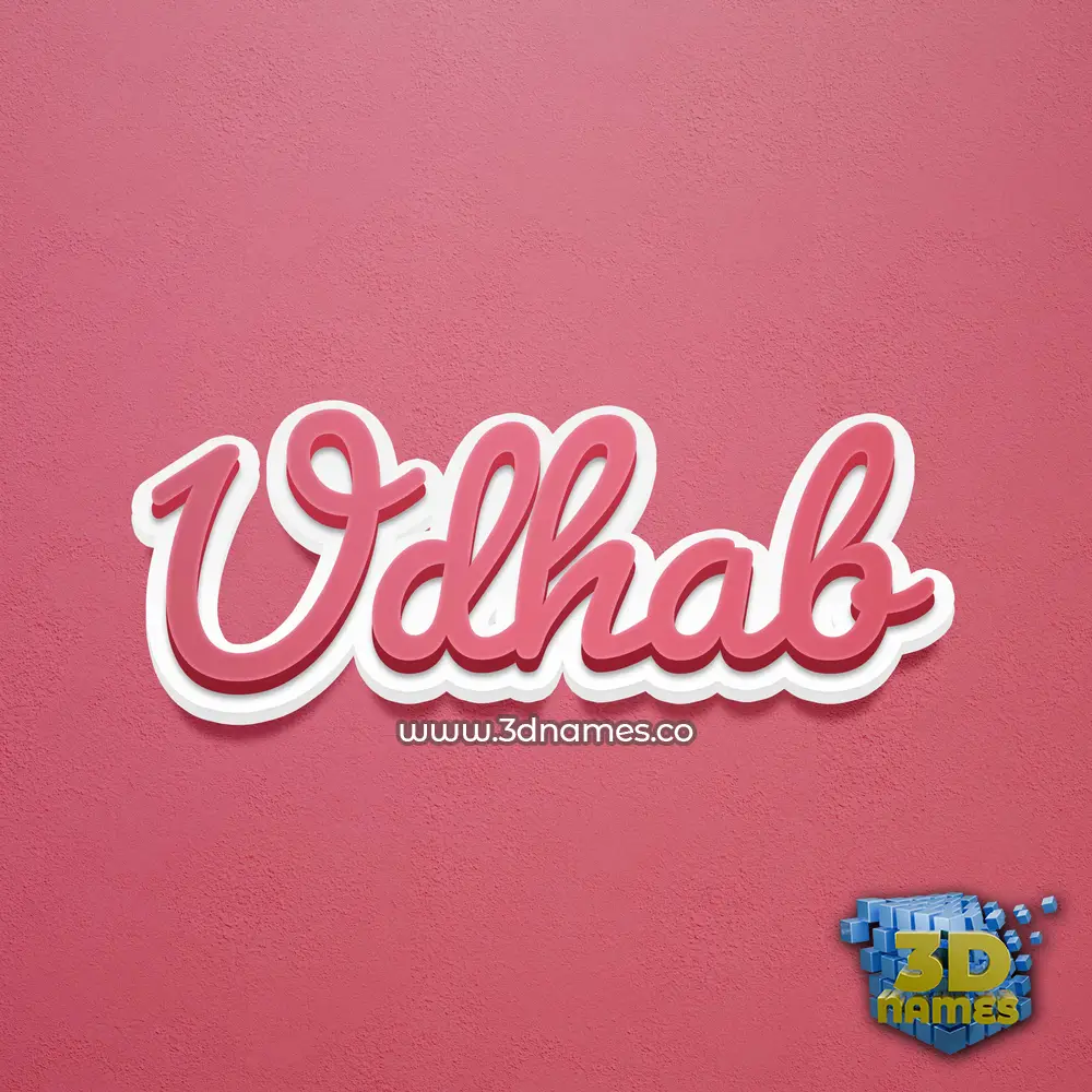 udhab in Red Scribble style - 3D name wallpaper