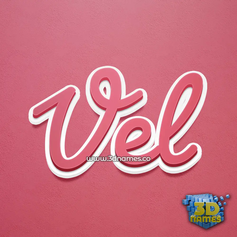 vel in Red Scribble style - 3D name wallpaper