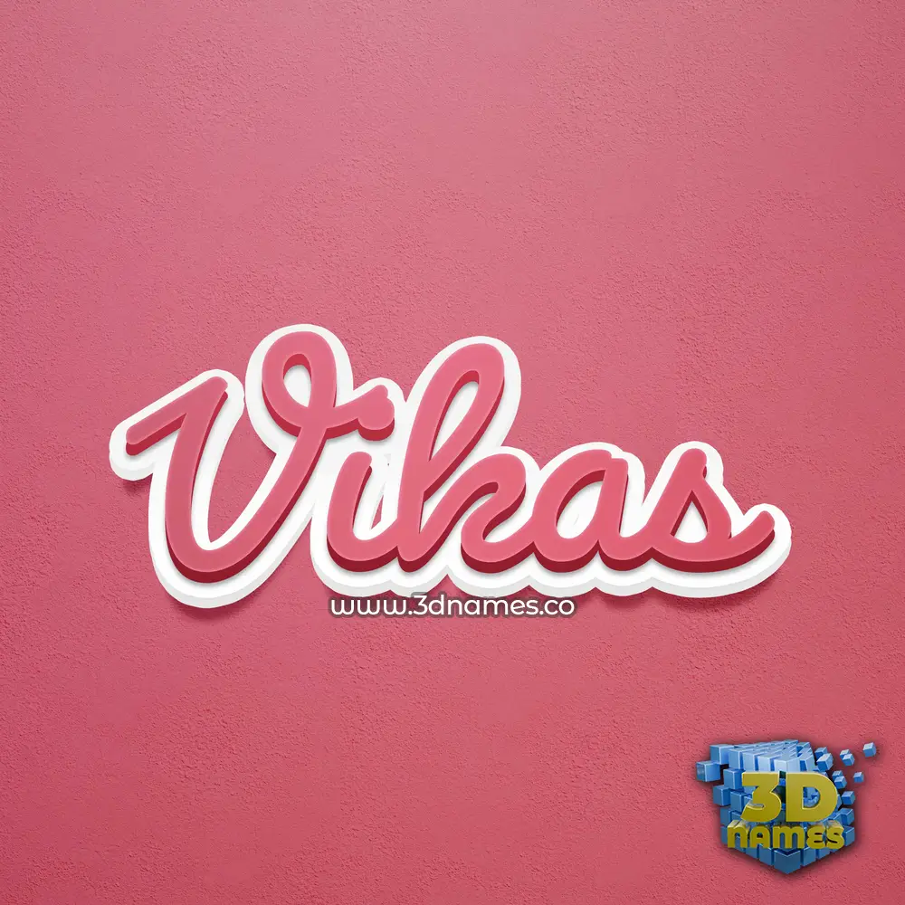 vikas in Red Scribble style - 3D name wallpaper
