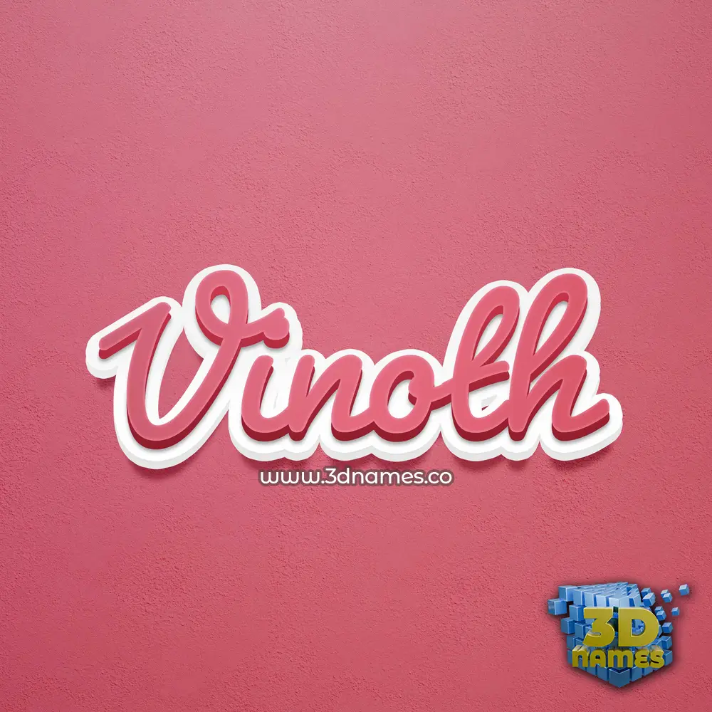 vinoth in Red Scribble style - 3D name wallpaper