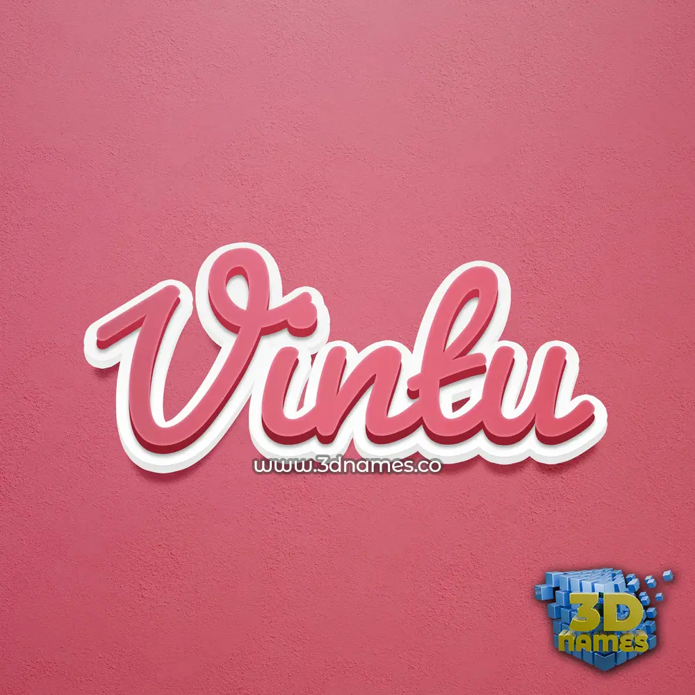 vintu in Red Scribble style - 3D name wallpaper