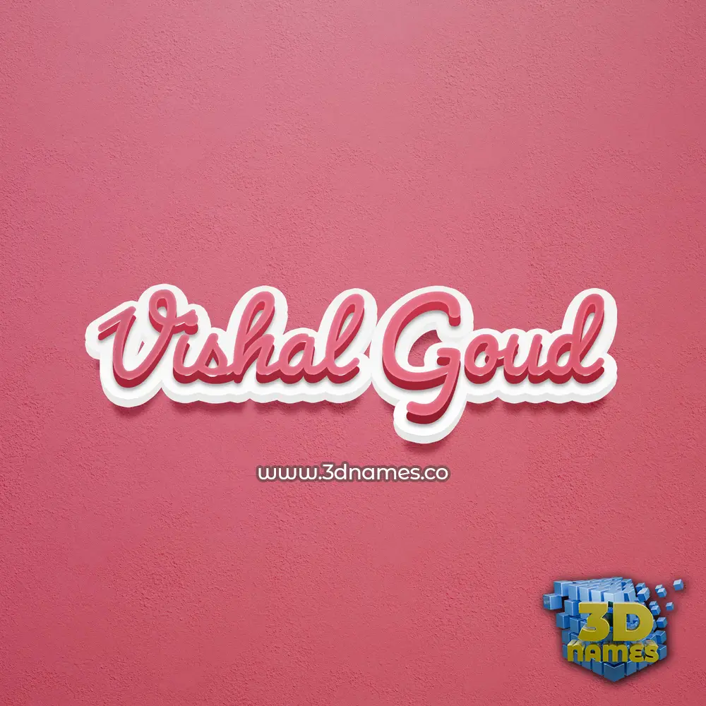 vishal goud in Red Scribble style - 3D name wallpaper