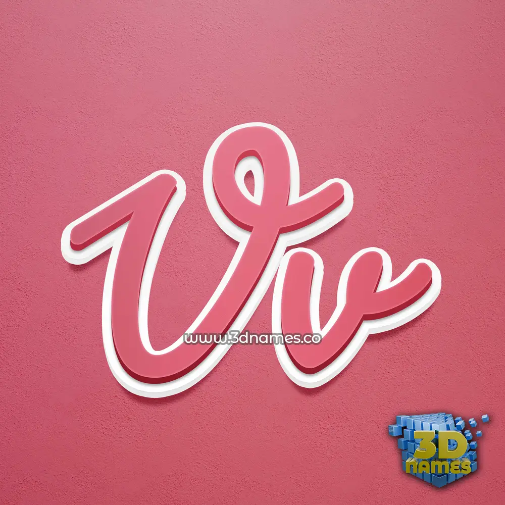 vv in Red Scribble style - 3D name wallpaper