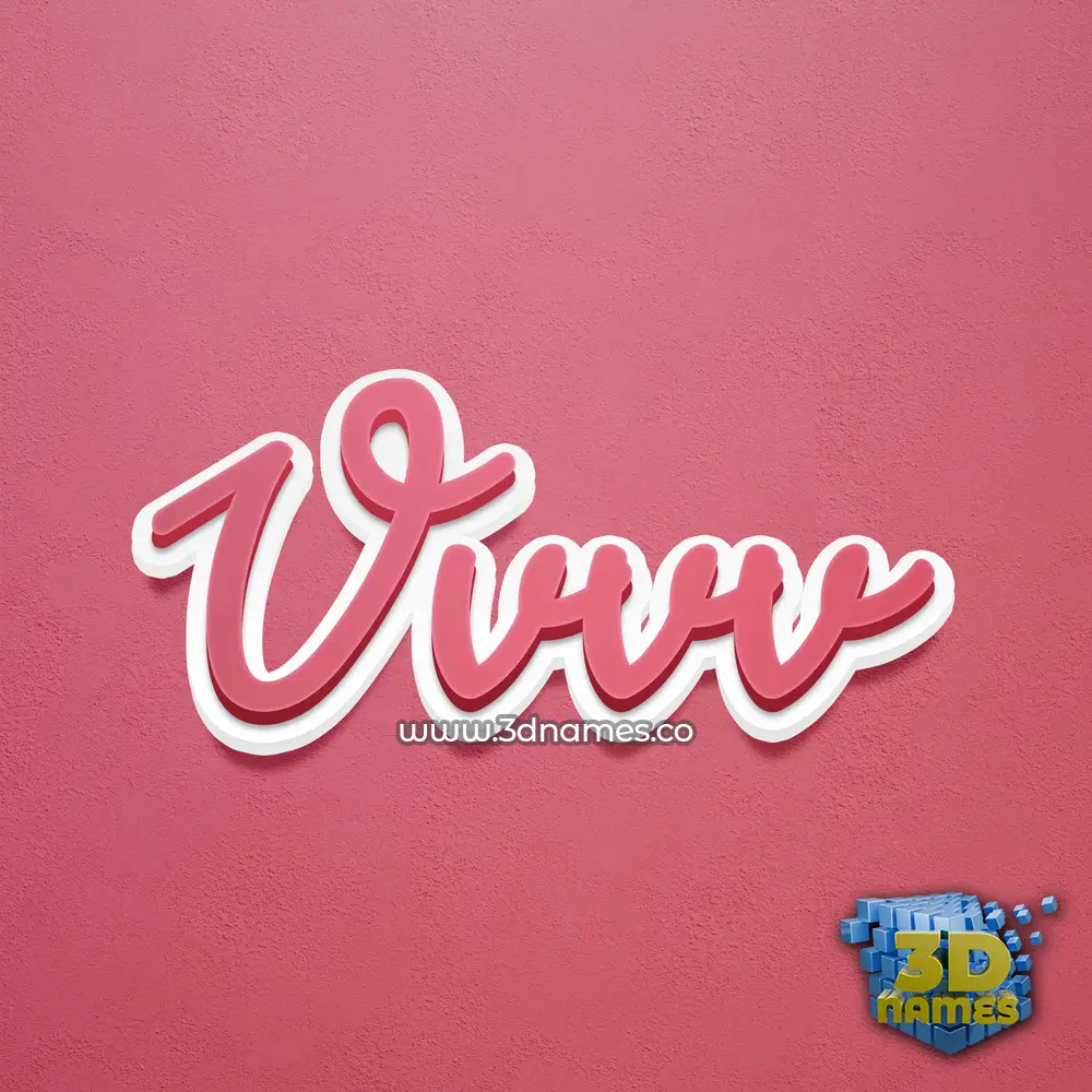 vvvv in Red Scribble style - 3D name wallpaper