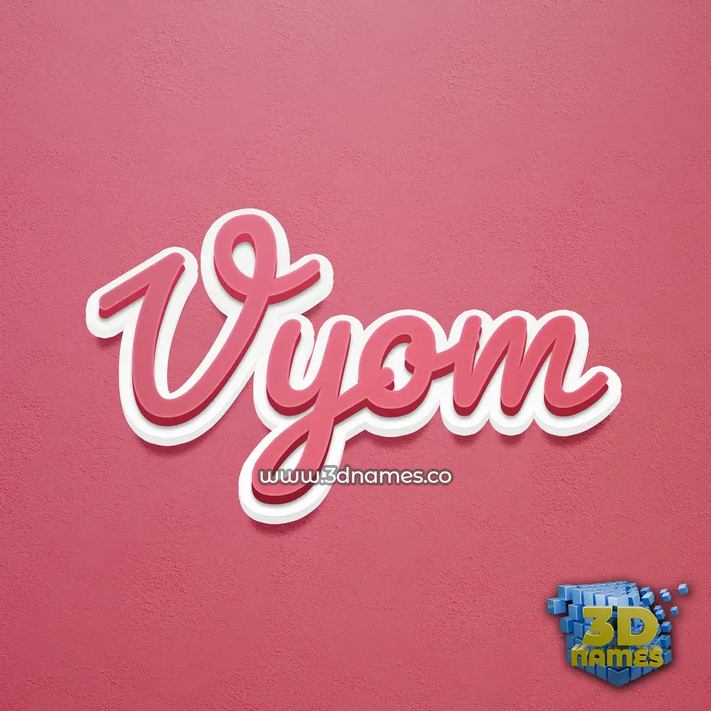 vyom in Red Scribble style - 3D name wallpaper