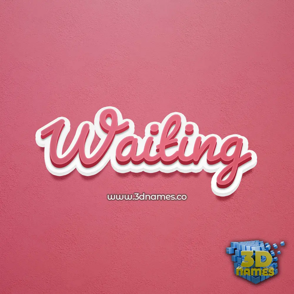 waiting in Red Scribble style - 3D name wallpaper