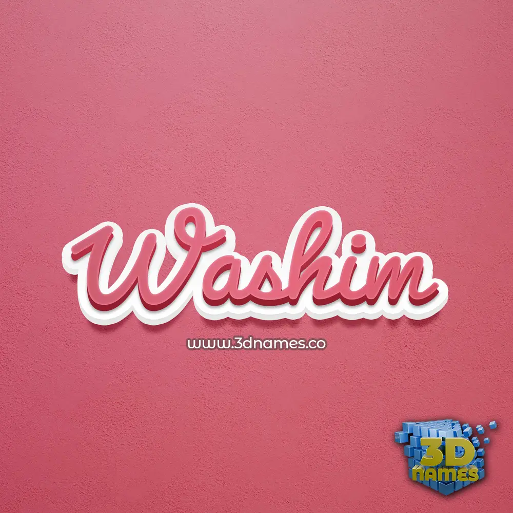 washim in Red Scribble style - 3D name wallpaper