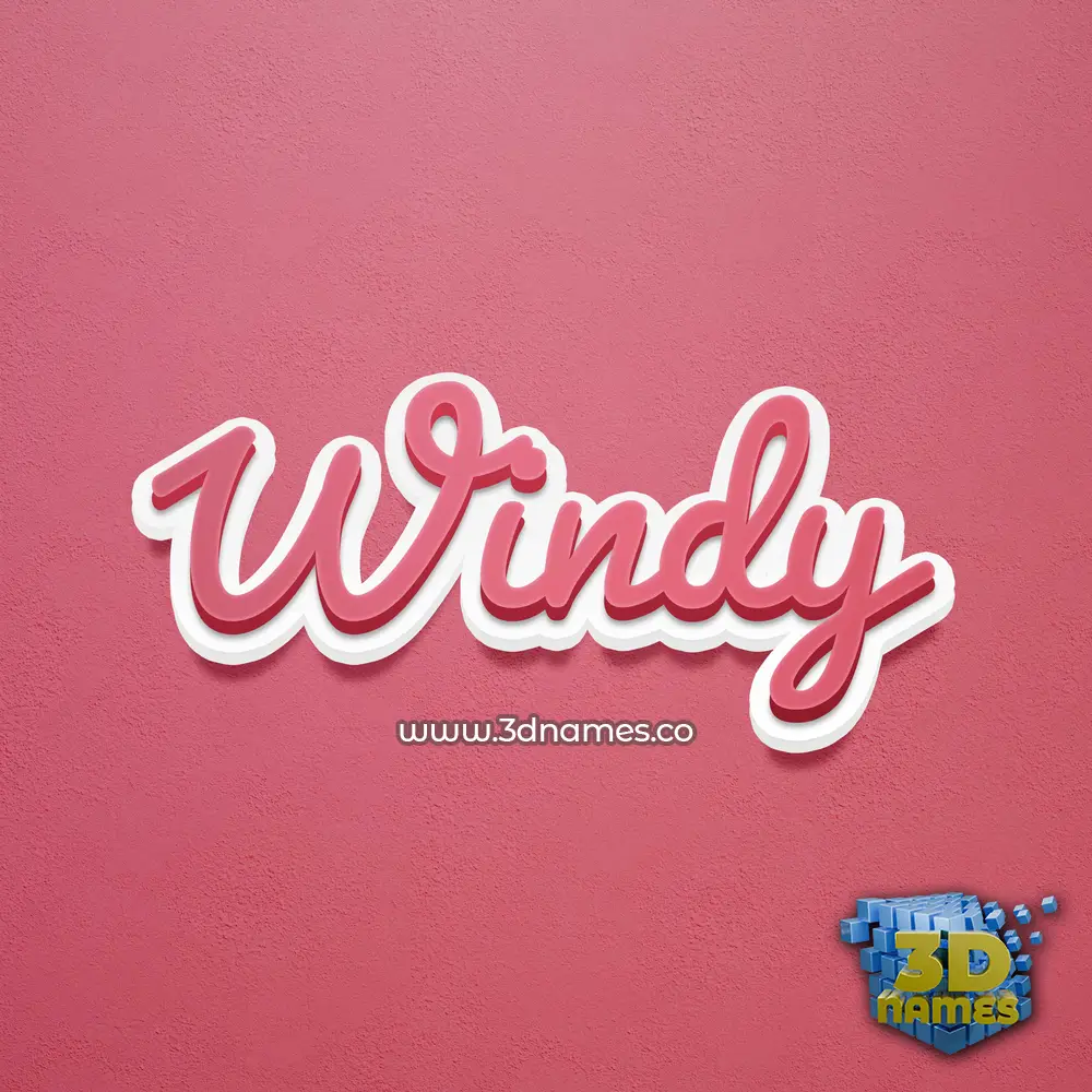 windy in Red Scribble style - 3D name wallpaper