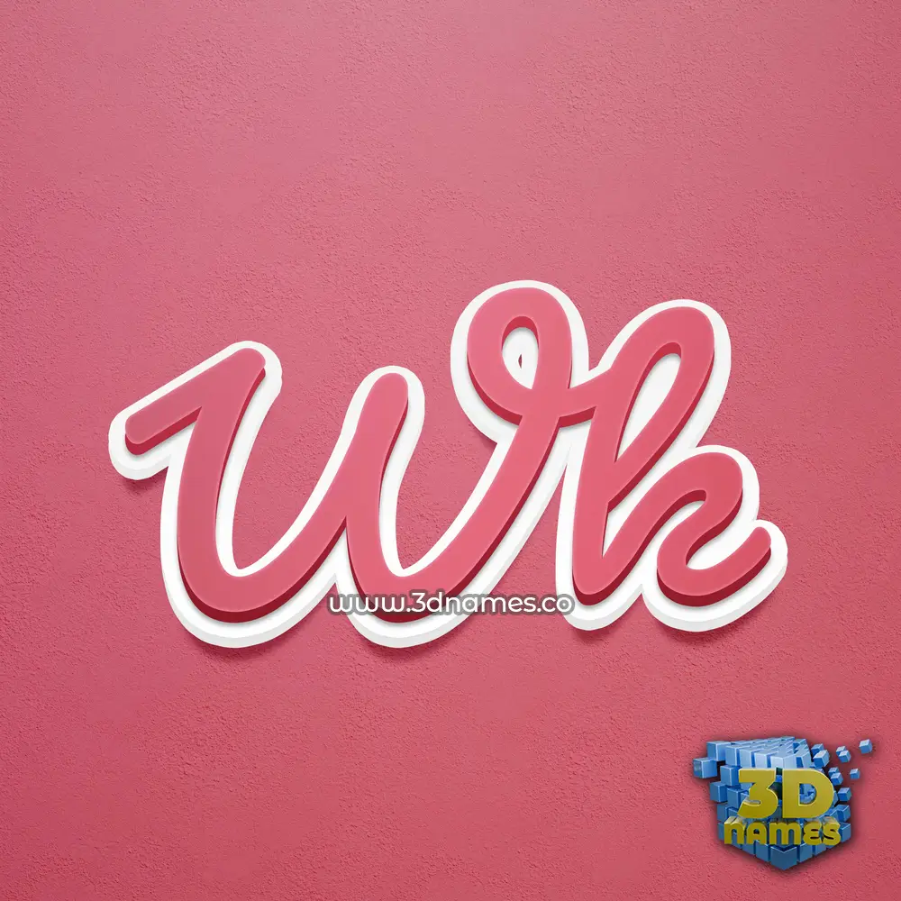 wk in Red Scribble style - 3D name wallpaper