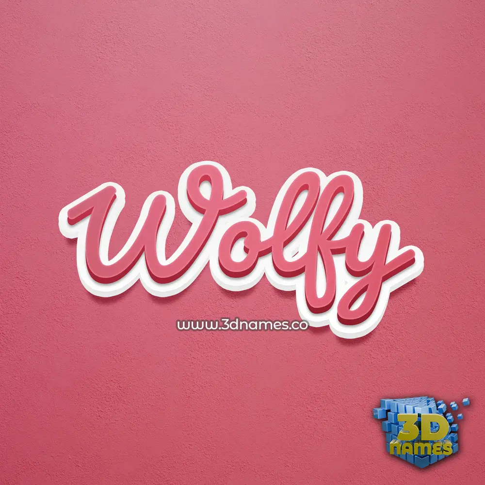 wolfy in Red Scribble style - 3D name wallpaper