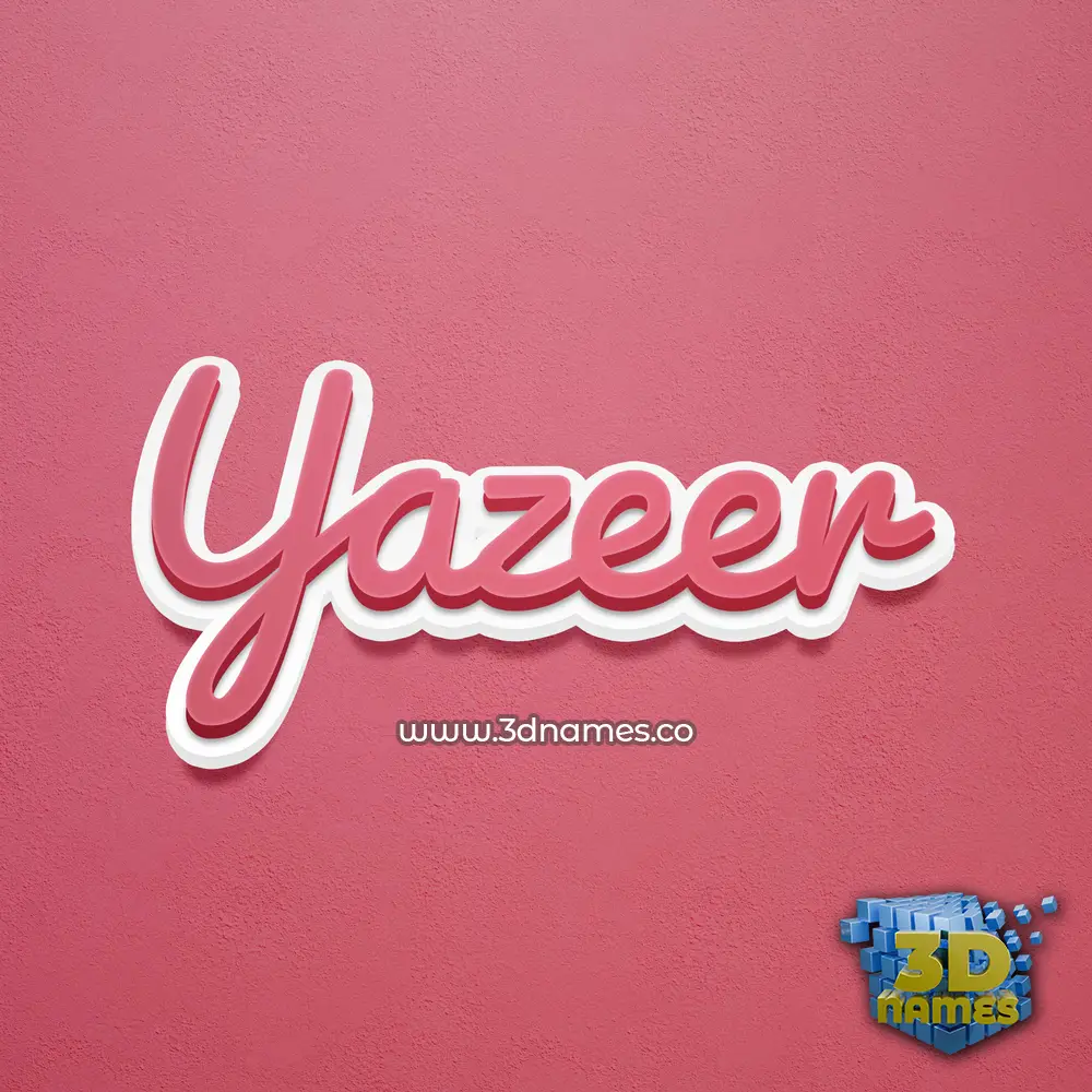 yazeer in Red Scribble style - 3D name wallpaper