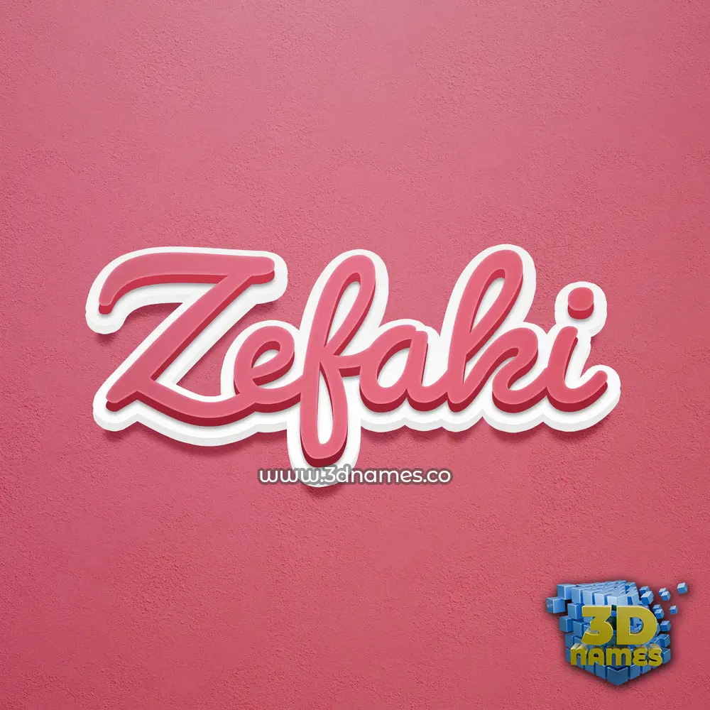 zefaki in Red Scribble style - 3D name wallpaper
