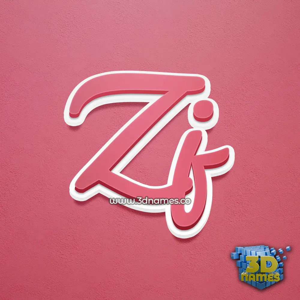 zj in Red Scribble style - 3D name wallpaper