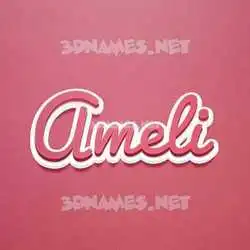 ameli in Red Scribble style - 3D name wallpaper
