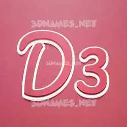 d3 in Red Scribble style - 3D name wallpaper