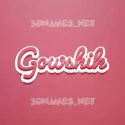 gowshik in Red Scribble style - 3D name wallpaper