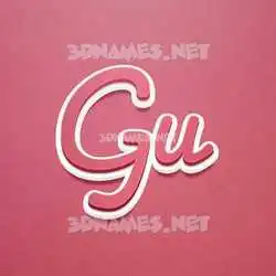 gu in Red Scribble style - 3D name wallpaper