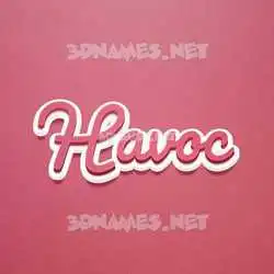 havoc in Red Scribble style - 3D name wallpaper