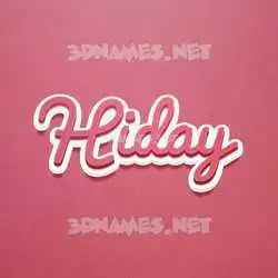 hiday in Red Scribble style - 3D name wallpaper