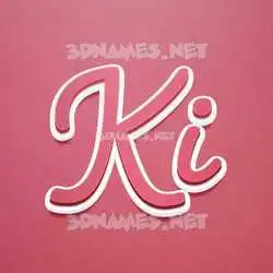 ki in Red Scribble style - 3D name wallpaper