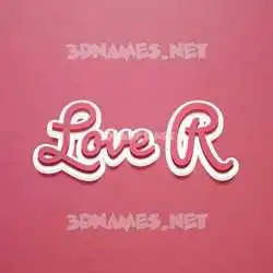 love r in Red Scribble style - 3D name wallpaper