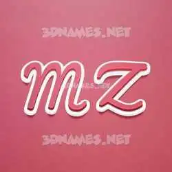 m z in Red Scribble style - 3D name wallpaper