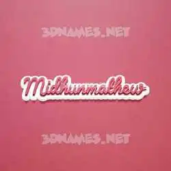 midhunmathew in Red Scribble style - 3D name wallpaper