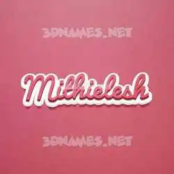 mithielesh in Red Scribble style - 3D name wallpaper