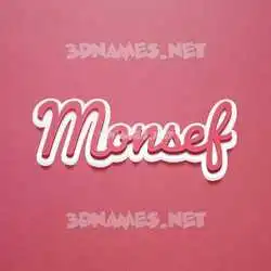 monsef in Red Scribble style - 3D name wallpaper