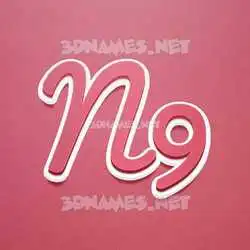 n9 in Red Scribble style - 3D name wallpaper