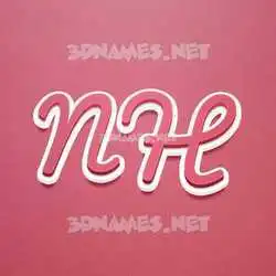 n h in Red Scribble style - 3D name wallpaper