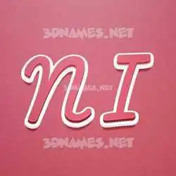 n i in Red Scribble style - 3D name wallpaper