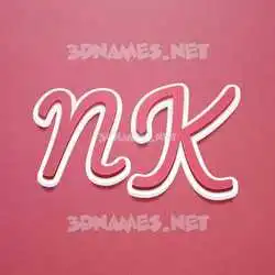 n k in Red Scribble style - 3D name wallpaper