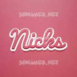 nicks in Red Scribble style - 3D name wallpaper